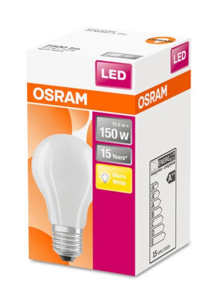Osram LED-izzó E27 villanykörte alakú 17 W 2452 lm 11,8 cm x 7 cm (Ma x Át) Osram LED-izzó E27 villanykörte alakú 17 W 2452 lm 11,8 cm x 7 cm (Ma x Át)