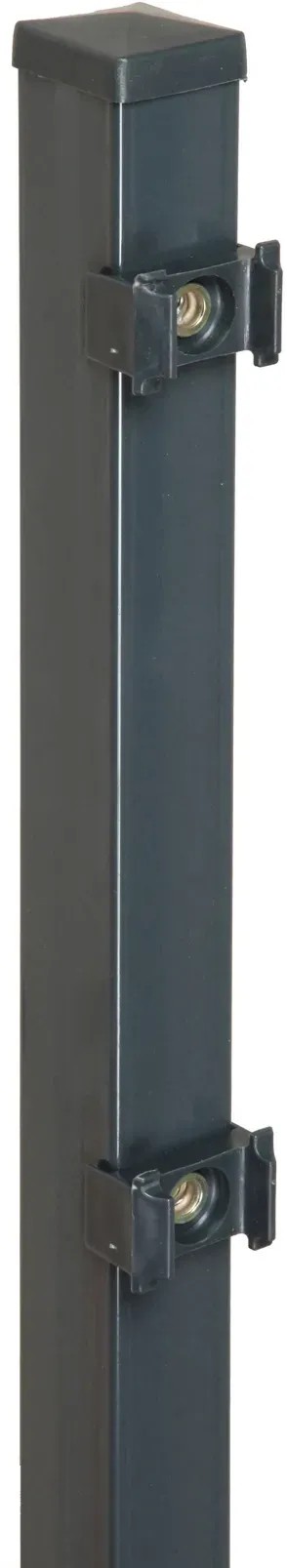 Négyszögletű kerítésoszlop rögzítőlapkákkal 4 cm x 4 cm x 240 cm antracitszürke Négyszögletű kerítésoszlop rögzítőlapkákkal 4 cm x 4 cm x 240 cm antracitszürke