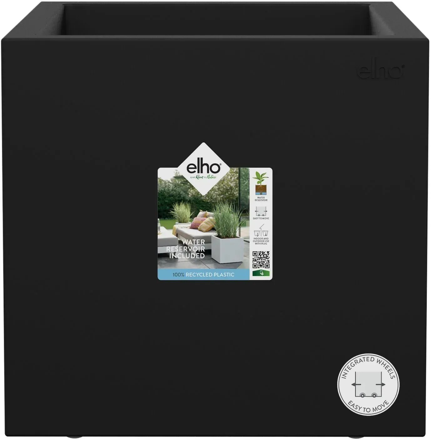 Elho virágcserép Vivo Next 30 cm fekete görgőkkel Elho virágcserép Vivo Next 30 cm fekete görgőkkel