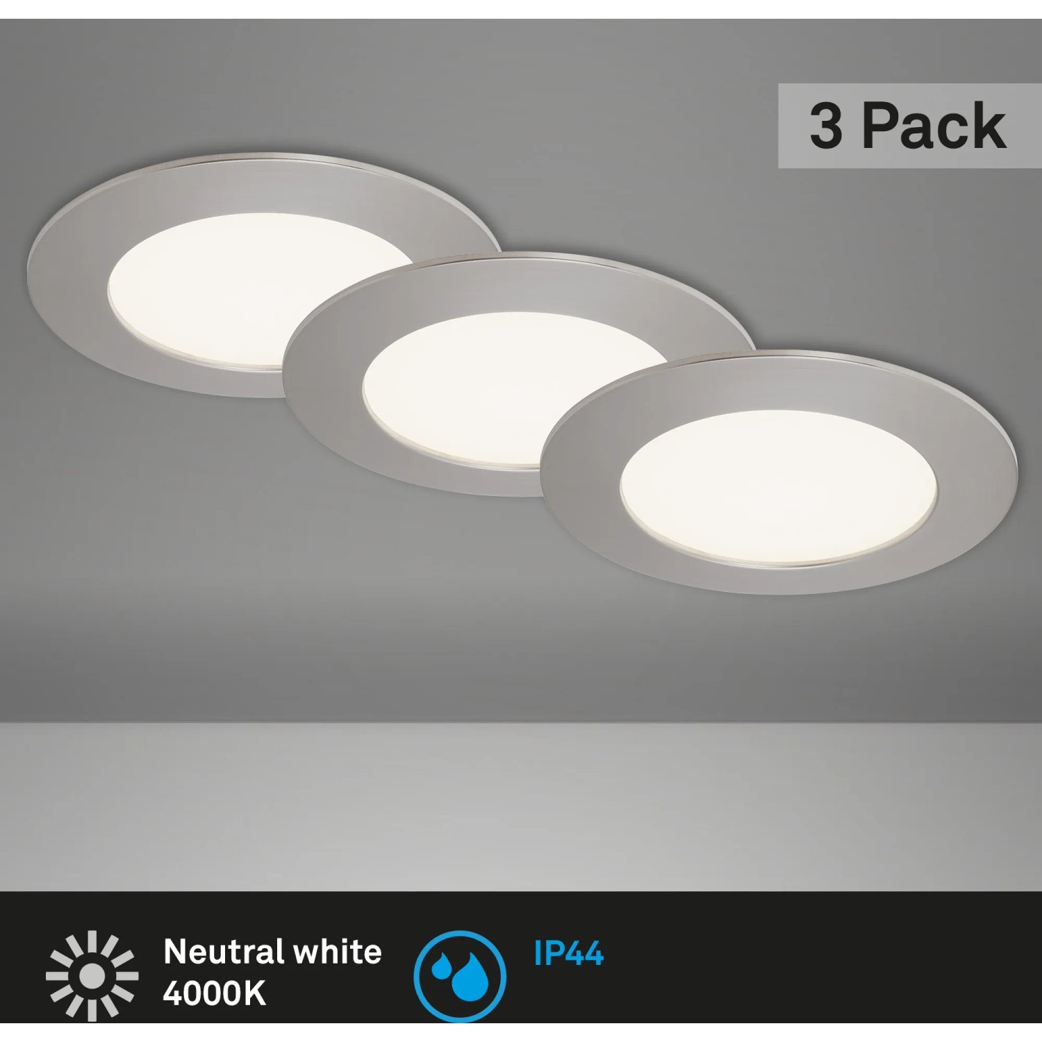 Briloner süllyesztett LED-es lámpa 3 darabos készlet matt nikkel 2,9 cm Briloner süllyesztett LED-es lámpa 3 darabos készlet matt nikkel 2,9 cm