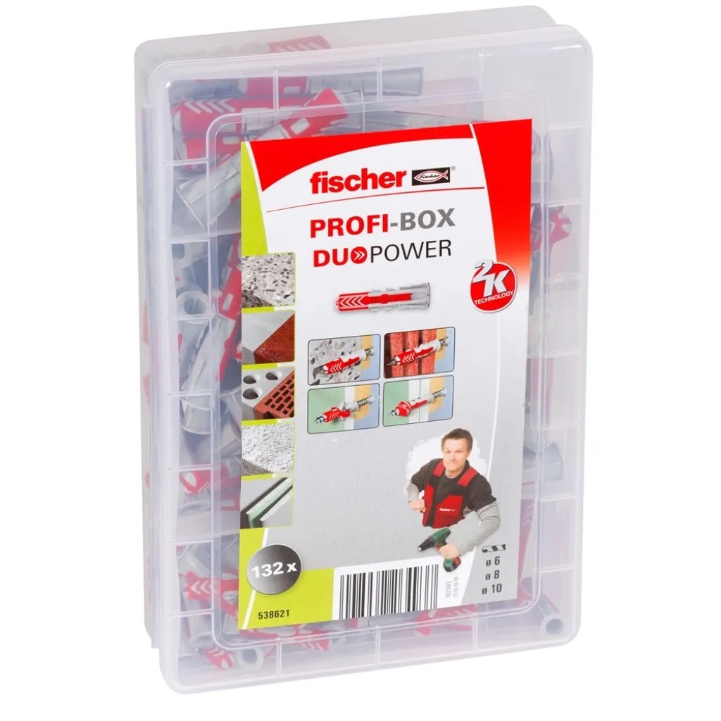 Fischer Dübel Profi-Box DuoPower, 132 darabos, átlátszó dobozban. Fischer Dübel Profi-Box DuoPower, 132 darabos, átlátszó dobozban.