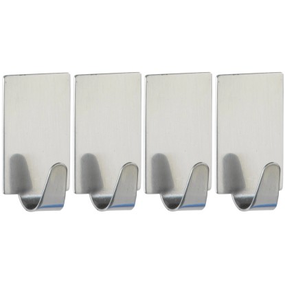 Wenko négyszögletes fényes rozsdamentes acél akasztó 4 db-os készlet Wenko négyszögletes fényes rozsdamentes acél akasztó 4 db-os készlet