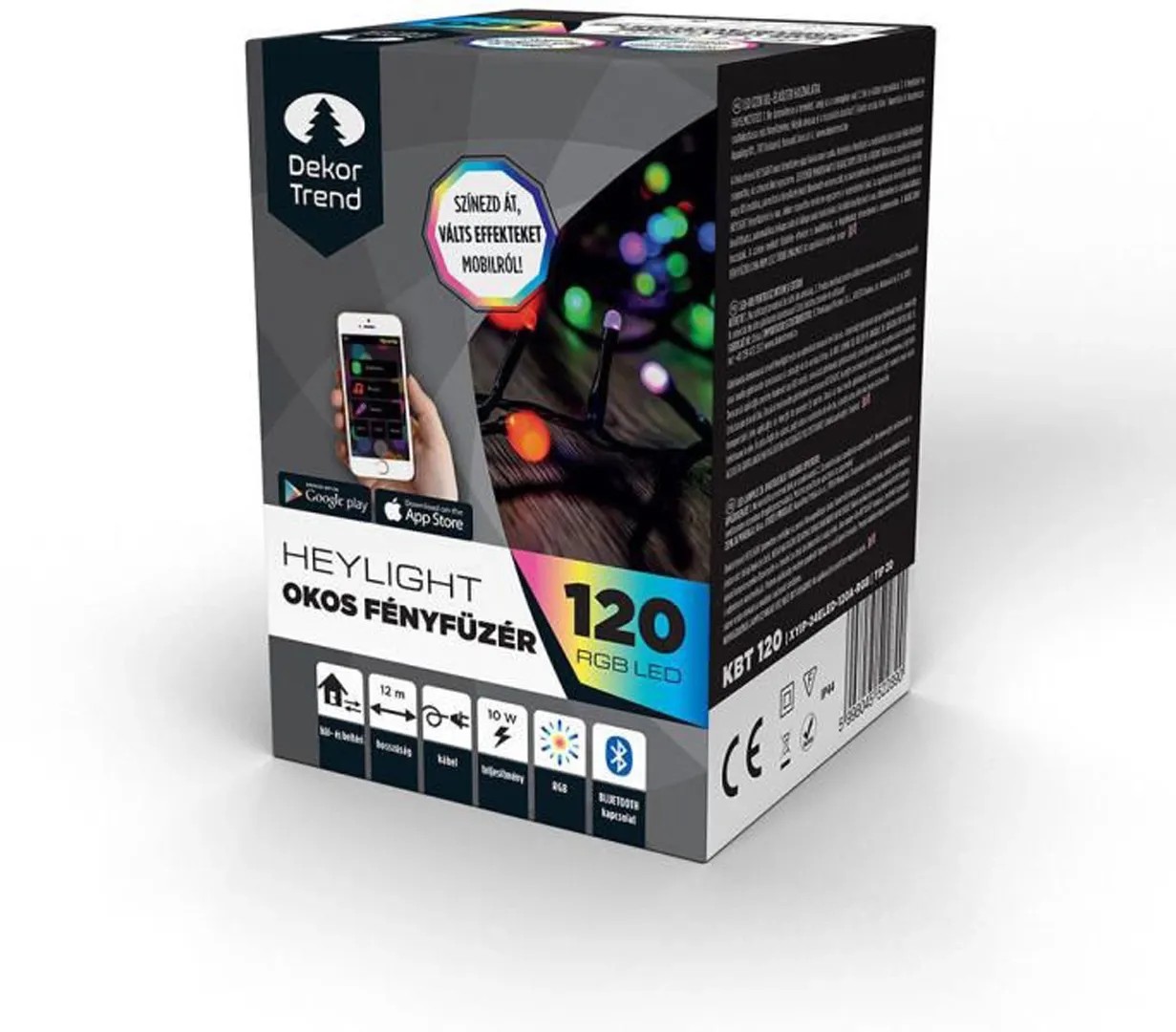 DekorTrend Heylight okos fényfüzér 120 RGB LED fekete kábel 12 m DekorTrend Heylight okos fényfüzér 120 RGB LED fekete kábel 12 m