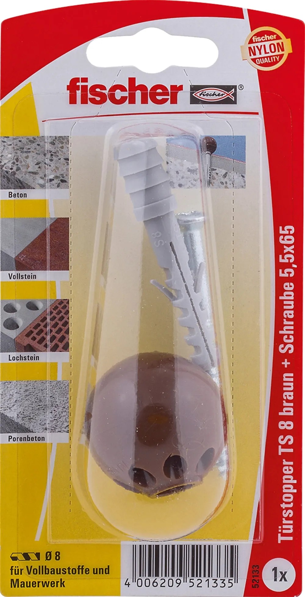Fischer ajtóütköző TS 8 BR K barna 5 darab Fischer ajtóütköző TS 8 BR K barna 5 darab