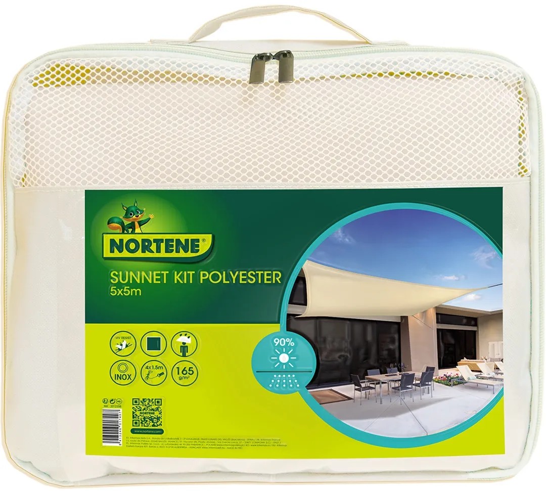 Sunnet Kit polyester napvitorla bézs 5 m x 5 m Sunnet Kit polyester napvitorla bézs 5 m x 5 m