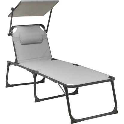 Mocoa napozóágy alumínium vázzal 118 cm x 67 cm x 212 cm világosszürke Mocoa napozóágy alumínium vázzal 118 cm x 67 cm x 212 cm világosszürke