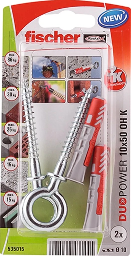 Fischer DuoPower 10x50 OH K dübel csavaros szemekkel, különböző felületekre alkalmas. Fischer DuoPower 10x50 OH K dübel csavaros szemekkel, különböző felületekre alkalmas.