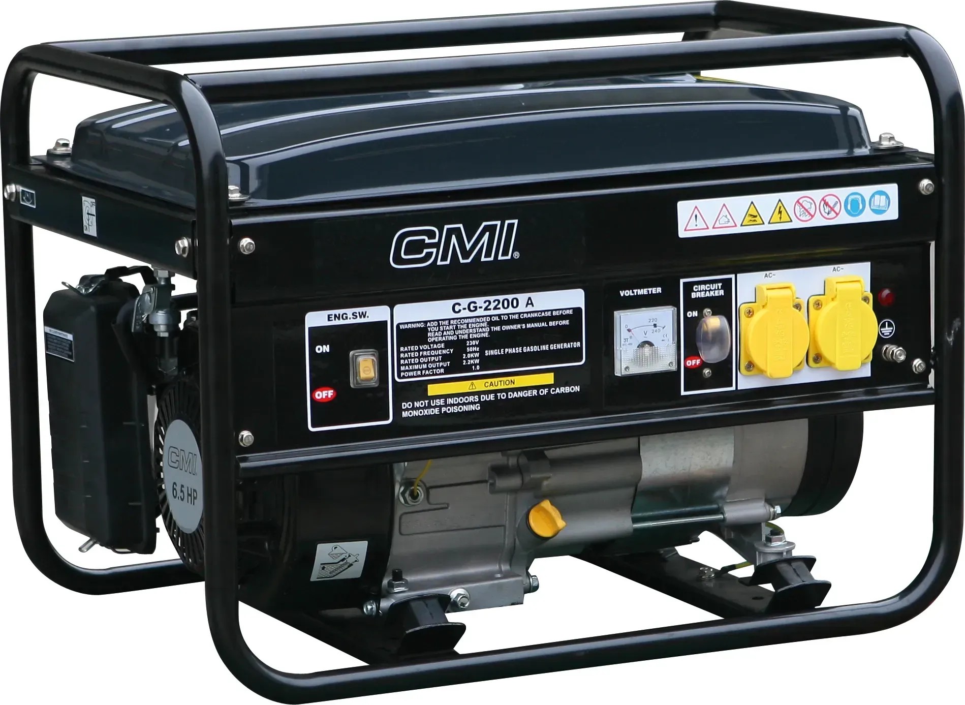 CMI C-G-2200 A áramfejlesztő 2200 W teljesítménnyel és robusztus vázzal. CMI C-G-2200 A áramfejlesztő 2200 W teljesítménnyel és robusztus vázzal.