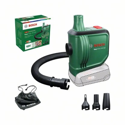 Bosch EasyInflate 18V-500 akkus légpumpa tömlővel, fúvókákkal és táskával. Bosch EasyInflate 18V-500 akkus légpumpa tömlővel, fúvókákkal és táskával.