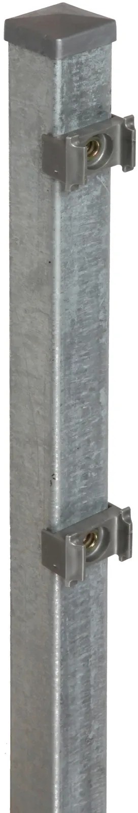 Négyszögletű kerítésoszlop rögzítőlapkákkal 4 cm x 4 cm x 260 cm horganyzott Négyszögletű kerítésoszlop rögzítőlapkákkal 4 cm x 4 cm x 260 cm horganyzott