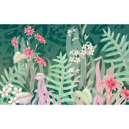 Komar fátyoltapéta The Flower Duet 400 cm x 250 cm zöld Komar fátyoltapéta The Flower Duet 400 cm x 250 cm zöld