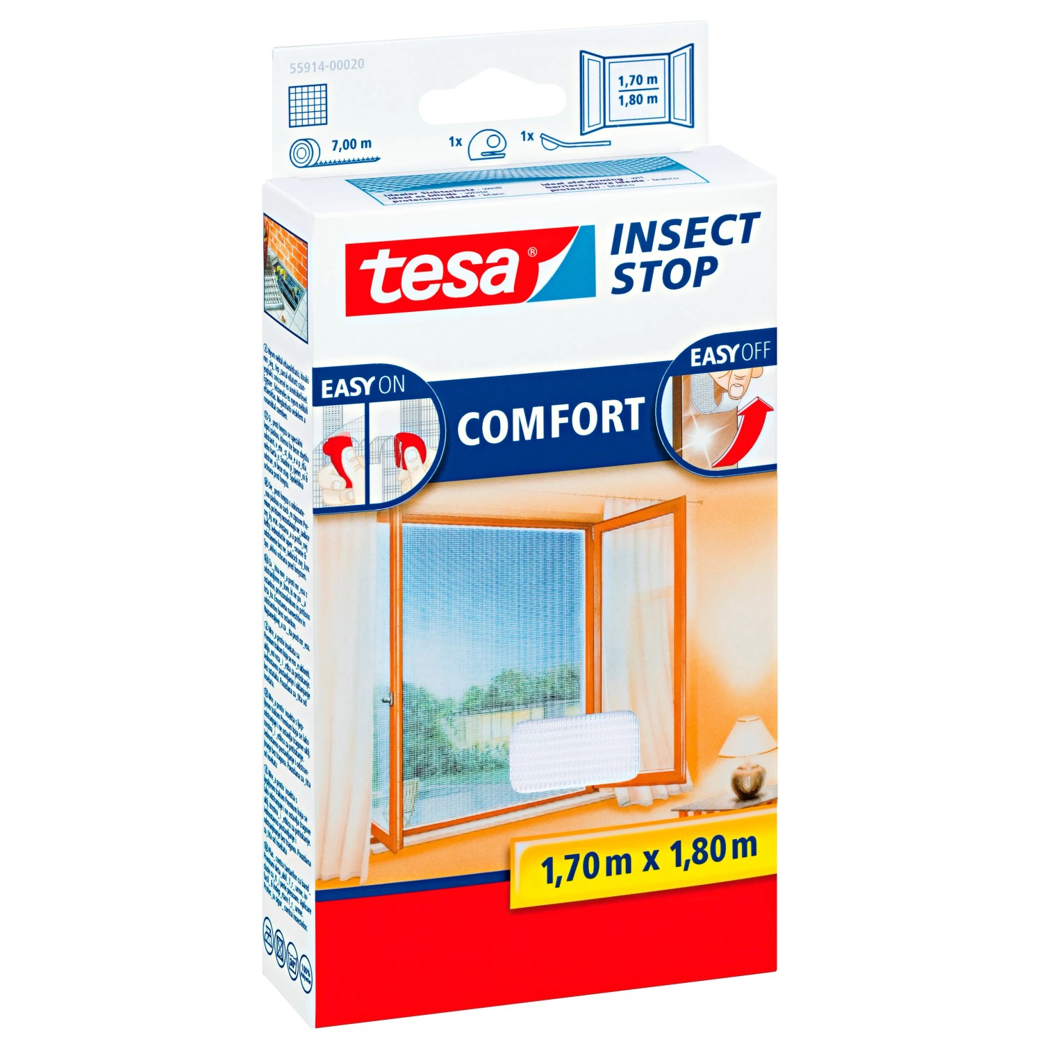 tesa Comfort szúnyogháló ablakra tépőzáras fehér 170 cm x 180 cm tesa Comfort szúnyogháló ablakra tépőzáras fehér 170 cm x 180 cm