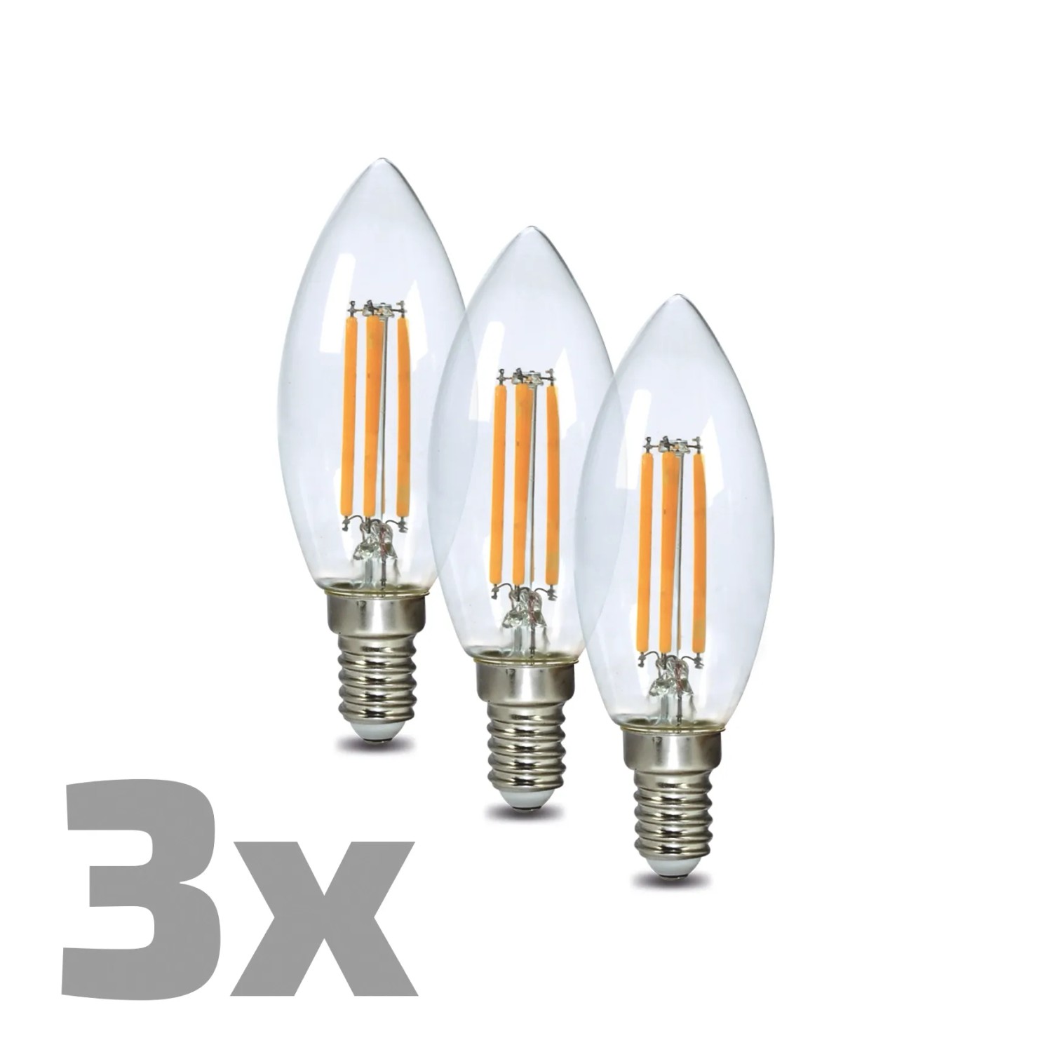Euro - Lux LED izzószálas izzó E14 C37 4 W 470 lm 3000 K 3 db Euro - Lux LED izzószálas izzó E14 C37 4 W 470 lm 3000 K 3 db
