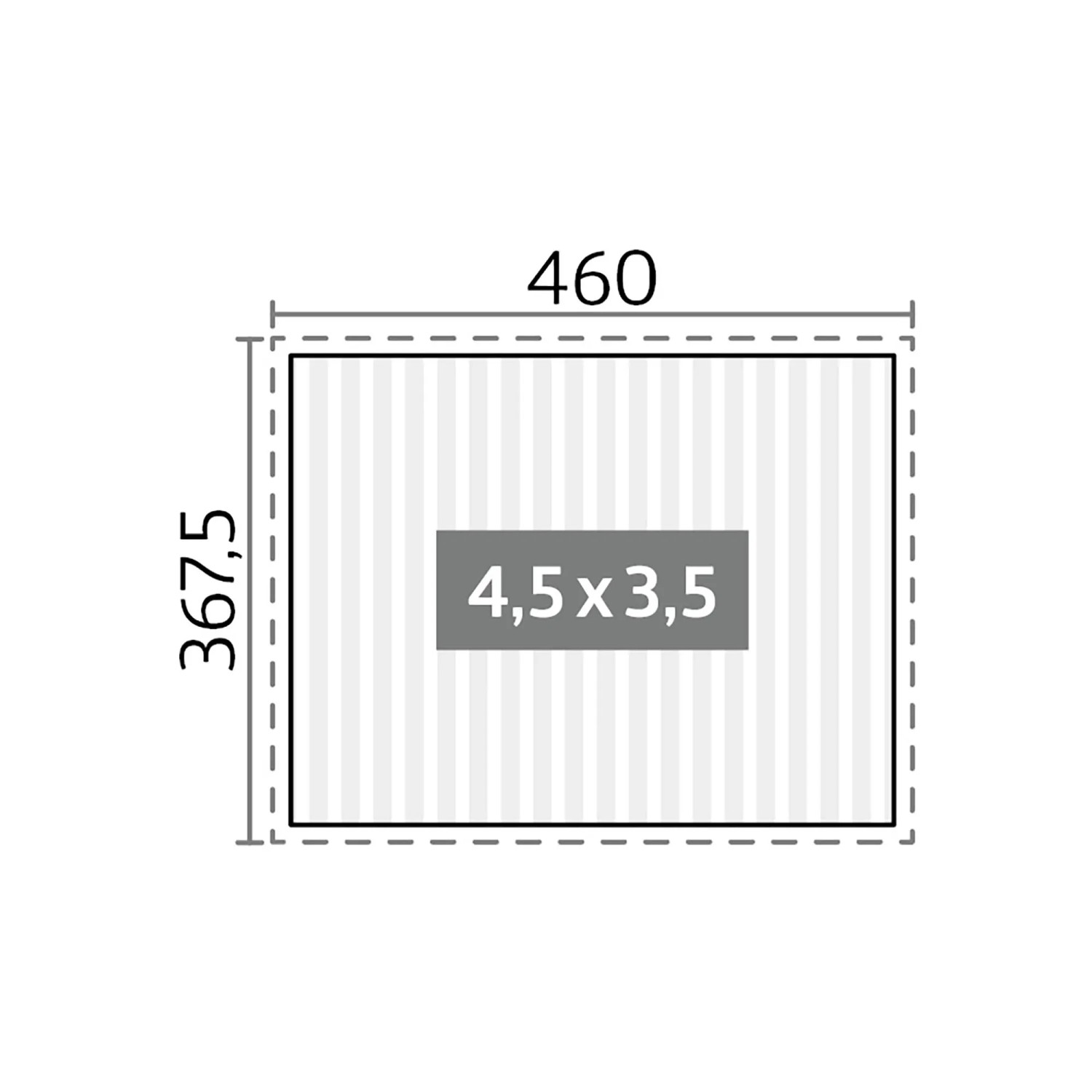 A Biohort Pergola vázlata, 4,5 x 3,5 m, kvarc fehér, méretekkel. Teraszfedés. A Biohort Pergola vázlata, 4,5 x 3,5 m, kvarc fehér, méretekkel. Teraszfedés.