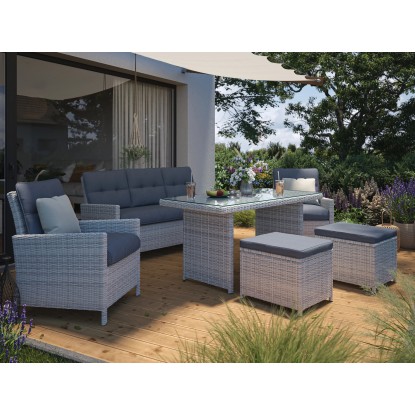 Luciara ülőgarnitúra 6 részes acél rattan világosszürke-antracit Luciara ülőgarnitúra 6 részes acél rattan világosszürke-antracit