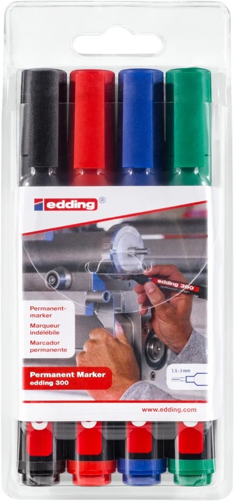 Edding 300/4 Permanent Marker 4 különféle szín Edding 300/4 Permanent Marker 4 különféle szín