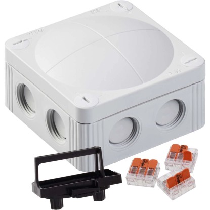 Wiska leágaztató doboz Wago karos kapcsokkal szürke 85 mm x 85 mm x 51 mm Wiska leágaztató doboz Wago karos kapcsokkal szürke 85 mm x 85 mm x 51 mm