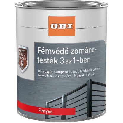 OBI fémvédő zománcfesték 3 az 1-ben fényes antracit 750 ml OBI fémvédő zománcfesték 3 az 1-ben fényes antracit 750 ml