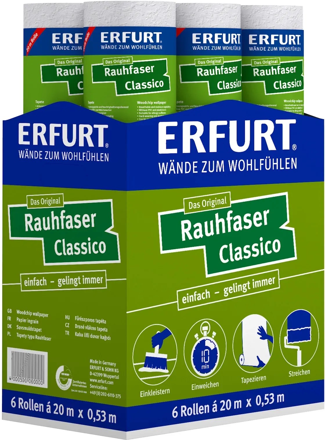 Erfurt Rauhfaser Classico tapéta, 6 tekercs, 20 m. Festhető, klasszikus struktúra falakra és mennyezetekre. Erfurt Rauhfaser Classico tapéta, 6 tekercs, 20 m. Festhető, klasszikus struktúra falakra és mennyezetekre.