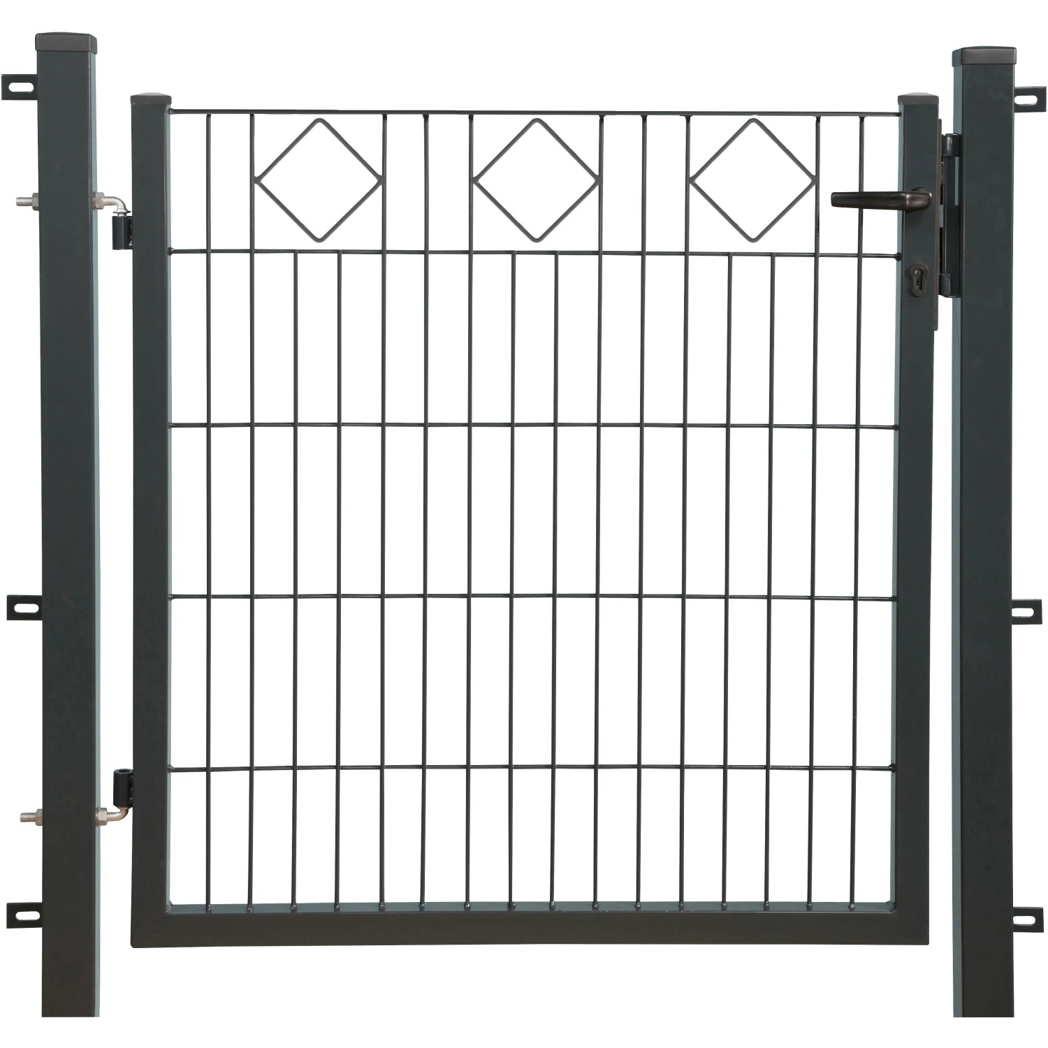 Egyszárnyú dekorkapu csúcsára állított négyszög sor antracit 100 cm x 100 cm Egyszárnyú dekorkapu csúcsára állított négyszög sor antracit 100 cm x 100 cm