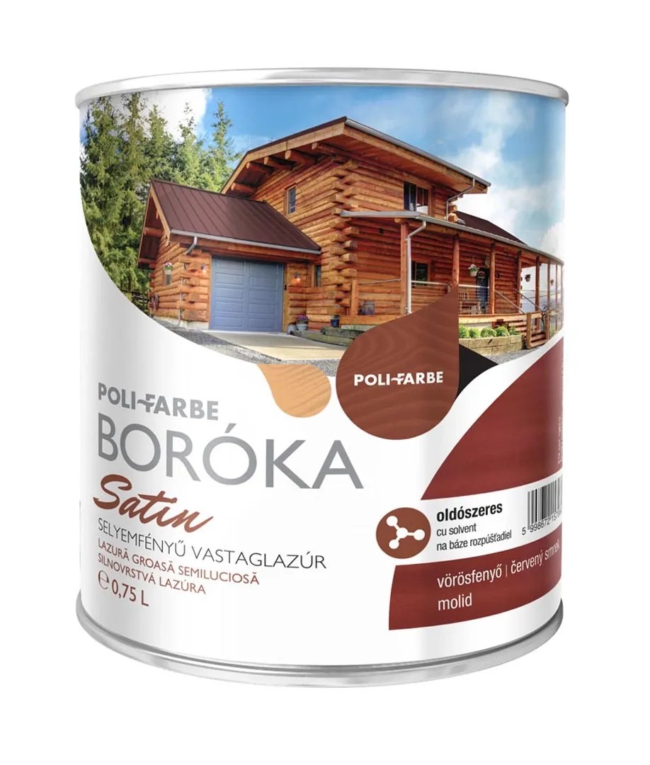 Boróka vastaglazúr Satin oldószeres sötét vörösfenyő 0,75 l Boróka vastaglazúr Satin oldószeres sötét vörösfenyő 0,75 l