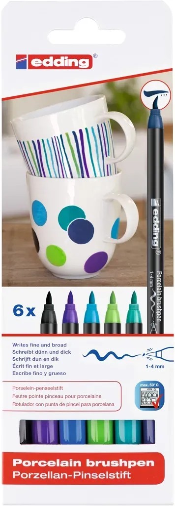 Edding 4200/6 porcelán ecsetirón marker cool color 6 különféle szín Edding 4200/6 porcelán ecsetirón marker cool color 6 különféle szín