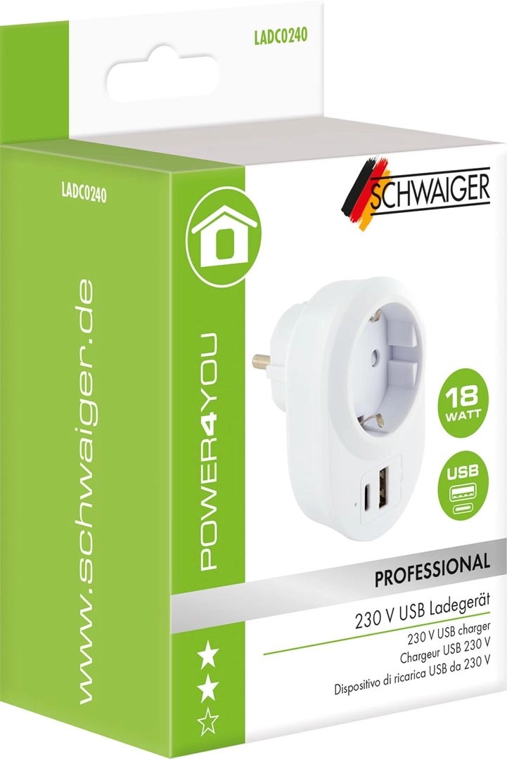 Schwaiger Tápegység USB/USB-C 3,4A Schwaiger Tápegység USB/USB-C 3,4A