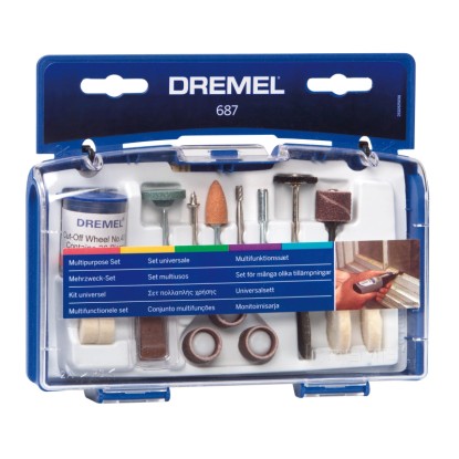 Dremel 687 Többcélú készlet kék dobozban, különféle szerszám tartozékokkal. Dremel 687 Többcélú készlet kék dobozban, különféle szerszám tartozékokkal.