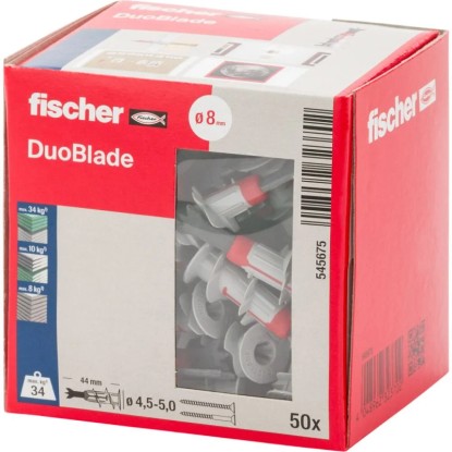 Fischer DuoBlade tiplik csomag, 50 darab, biztonságos rögzítéshez különböző anyagokban. Fischer DuoBlade tiplik csomag, 50 darab, biztonságos rögzítéshez különböző anyagokban.