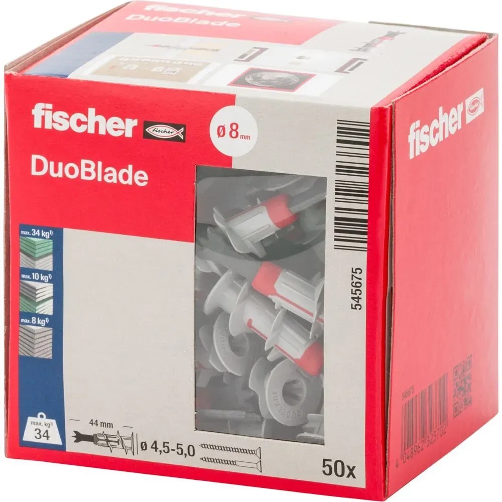 Fischer DuoBlade tiplik csomag, 50 darab, biztonságos rögzítéshez különböző anyagokban. Fischer DuoBlade tiplik csomag, 50 darab, biztonságos rögzítéshez különböző anyagokban.
