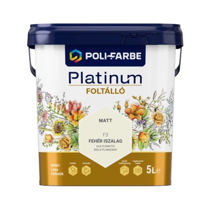 Poli-Farbe Platinum Foltálló beltéri falfesték Fehér iszalag F3 5l Poli-Farbe Platinum Foltálló beltéri falfesték Fehér iszalag F3 5l
