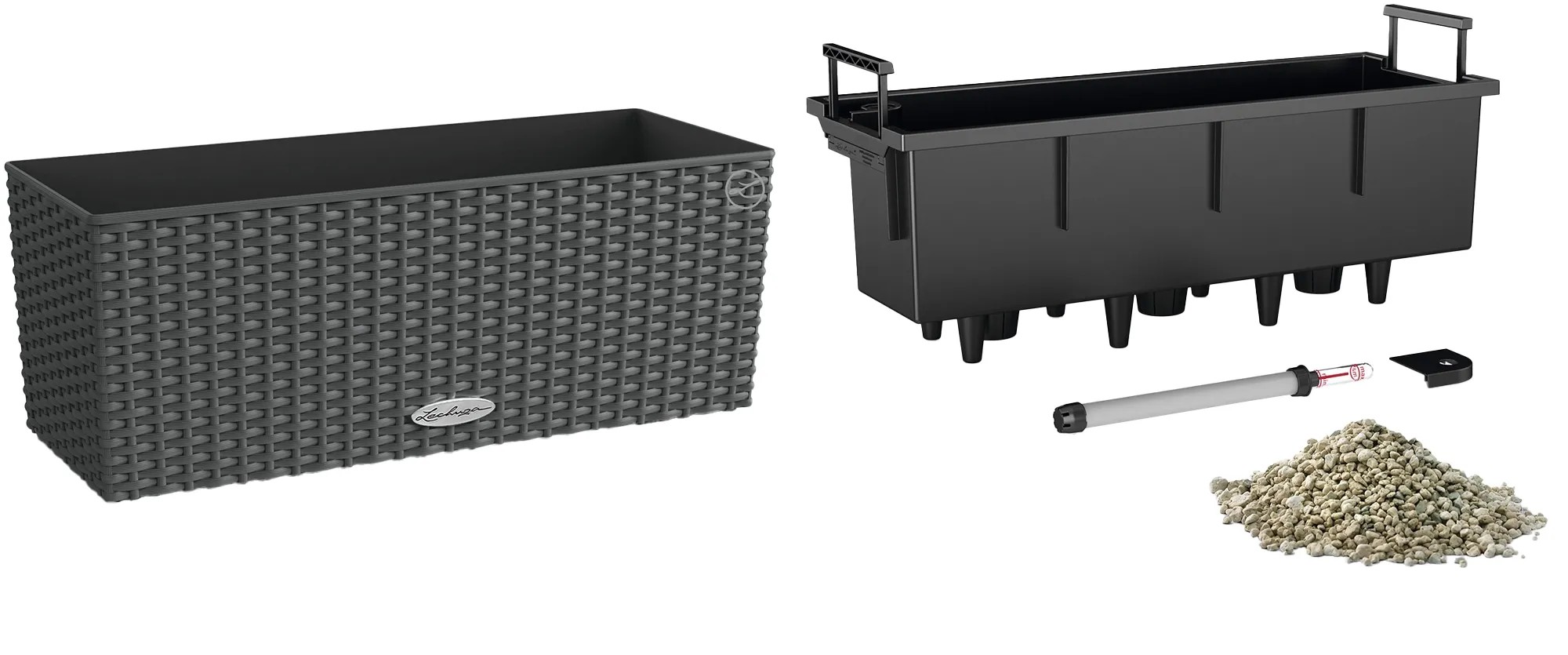 Lechuza Balconera Bundle-Set 50, függő virágtartó öntözéssel, gránit színű, tartozékokkal. Lechuza Balconera Bundle-Set 50, függő virágtartó öntözéssel, gránit színű, tartozékokkal.