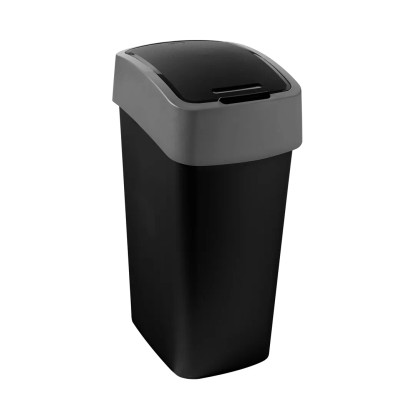 Curver "Pacific Flip Bin" billenő fedeles szemetes 45 l - fekete / ezüst Curver "Pacific Flip Bin" billenő fedeles szemetes 45 l - fekete / ezüst