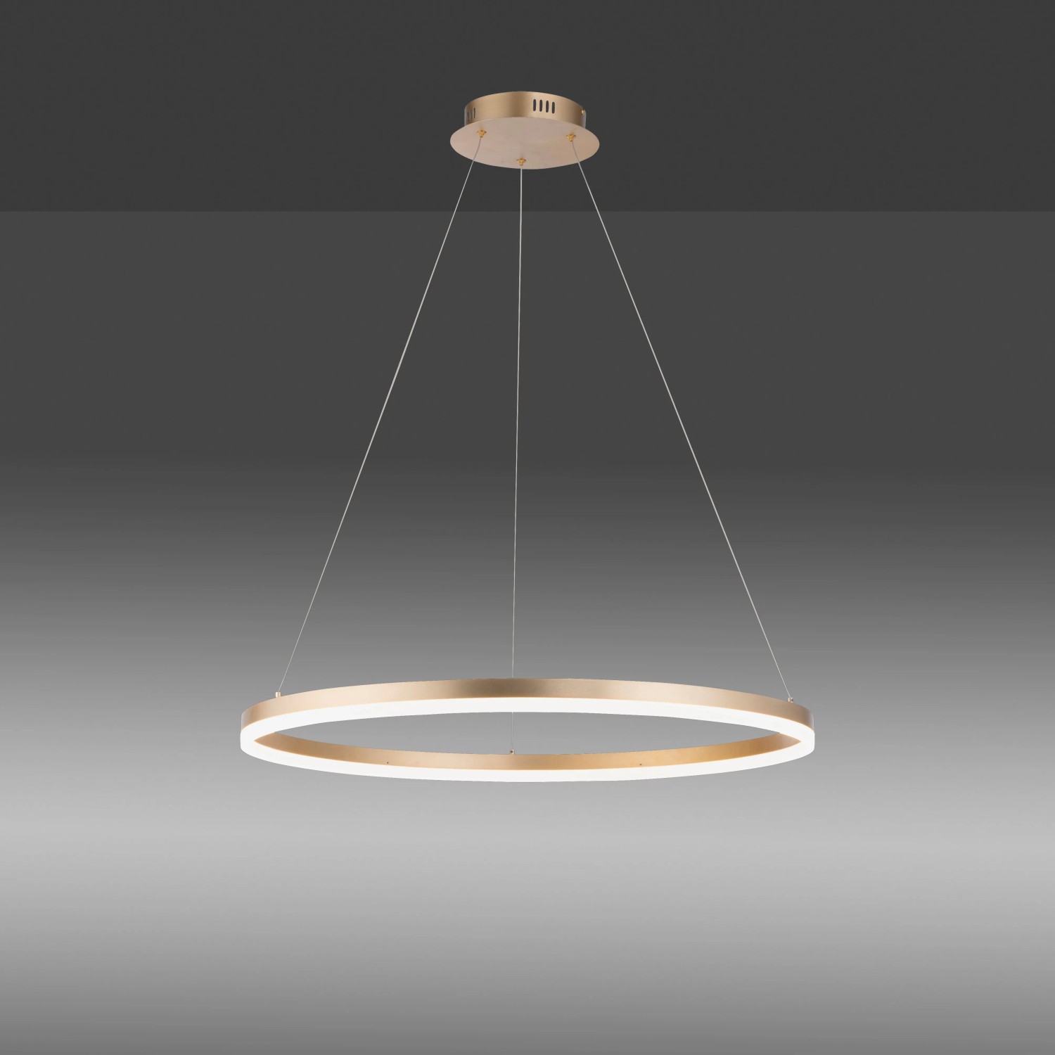 Modern LED függeszték Helia a Paul Neuhaus-tól, sárgaréz színű, Ø 80 cm. Dimmerelhető. Modern LED függeszték Helia a Paul Neuhaus-tól, sárgaréz színű, Ø 80 cm. Dimmerelhető.