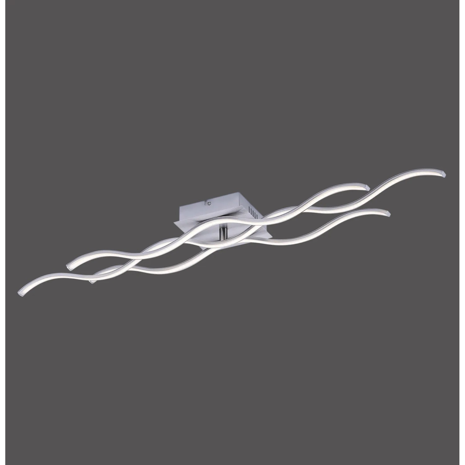 Modern, hullám alakú LED mennyezeti lámpa acélból, 97,5 cm széles, meleg fehér fény. Modern, hullám alakú LED mennyezeti lámpa acélból, 97,5 cm széles, meleg fehér fény.