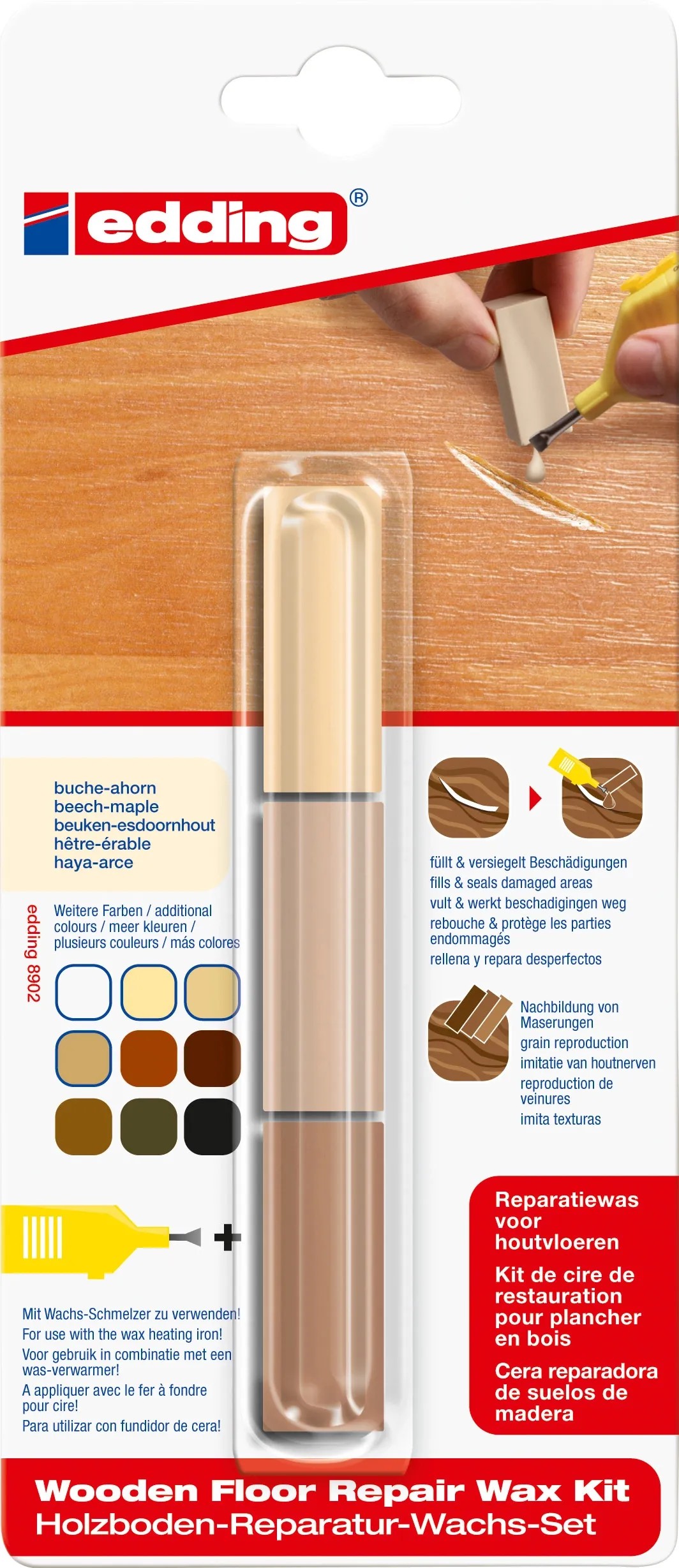 Edding 8902 padlójavító wax készlet bükk/juhar Edding 8902 padlójavító wax készlet bükk/juhar