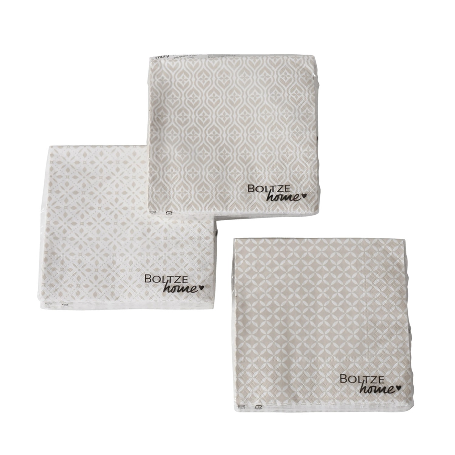 Boltze szalvéta Estany 3-féle változatban 2 cm x 17 cm x 17 cm bézs-fehér Boltze szalvéta Estany 3-féle változatban 2 cm x 17 cm x 17 cm bézs-fehér