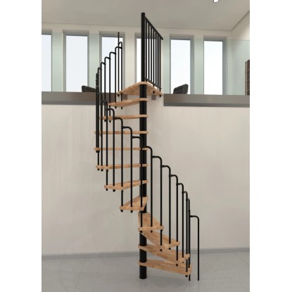 Minka Paris csigalépcső, bükk/fekete, 140 cm átmérő. Beltéri lépcső fa fokokkal és fekete korláttal. Minka Paris csigalépcső, bükk/fekete, 140 cm átmérő. Beltéri lépcső fa fokokkal és fekete korláttal.