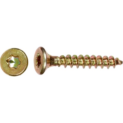 Uni TX15 süllyesztett csavar tömör menettel sárga horganyzott 3,5x25 mm 200 db Uni TX15 süllyesztett csavar tömör menettel sárga horganyzott 3,5x25 mm 200 db