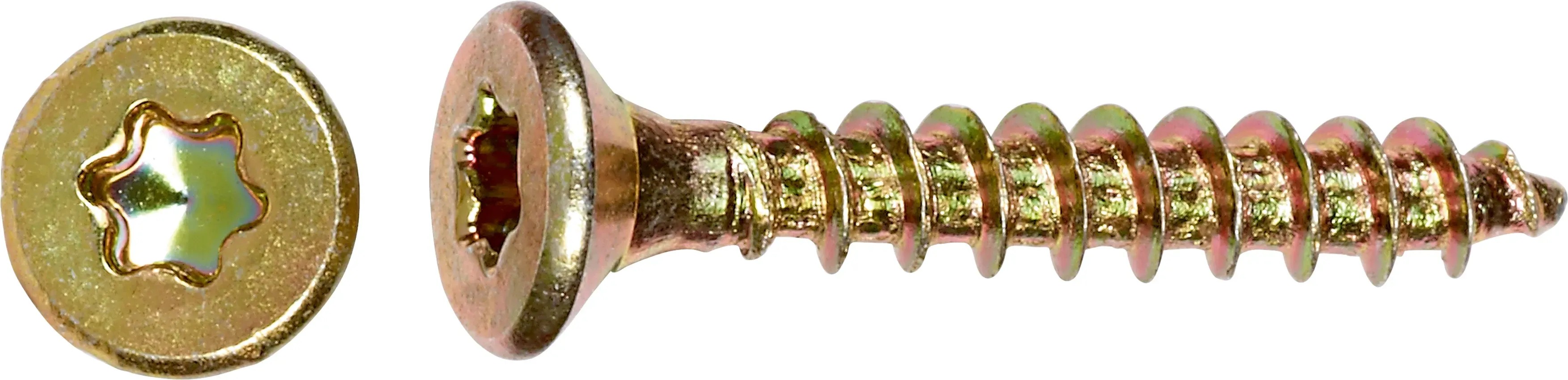 Uni TX15 süllyesztett csavar tömör menettel sárga horganyzott 3,5x25 mm 200 db Uni TX15 süllyesztett csavar tömör menettel sárga horganyzott 3,5x25 mm 200 db