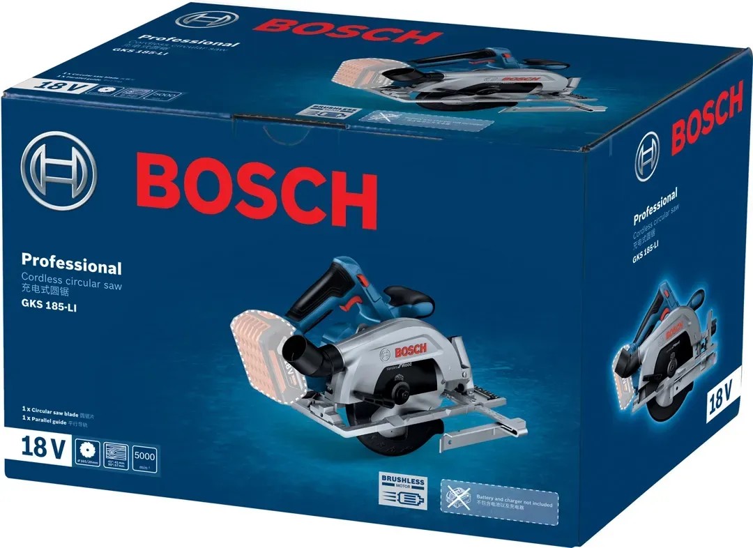 Bosch GKS 185-LI akkus kézi körfűrész dobozban. Bosch GKS 185-LI akkus kézi körfűrész dobozban.