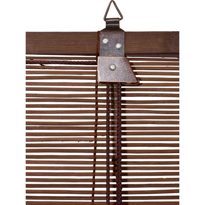 Közelkép: OBI bambusz roló Teak, 100x160 cm, húzózsinórokkal és felfüggesztéssel. Közelkép: OBI bambusz roló Teak, 100x160 cm, húzózsinórokkal és felfüggesztéssel.