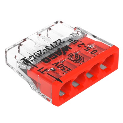 Wago vezetékösszekötő kapocs 4-pólusú 10 darab Wago vezetékösszekötő kapocs 4-pólusú 10 darab