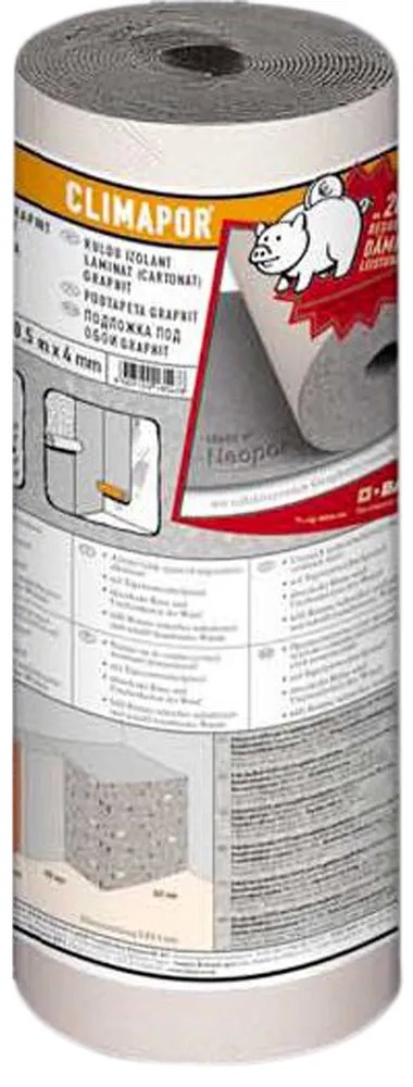 Climapor szigetelőtapéta kasírozott grafitos 10 m x 0,5 m x 4 mm Climapor szigetelőtapéta kasírozott grafitos 10 m x 0,5 m x 4 mm