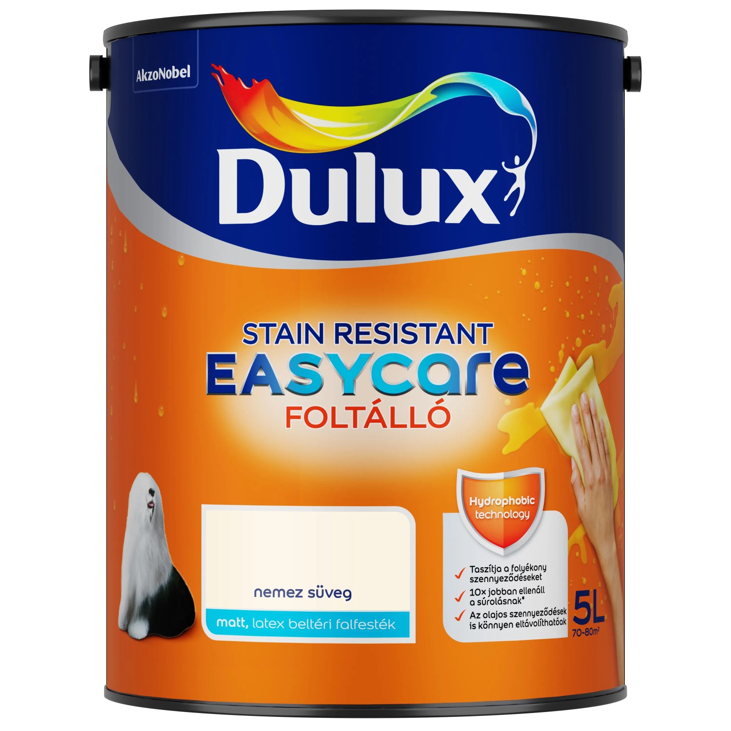 Dulux EasyCare foltálló beltéri falfesték nemez süveg matt 5 l Dulux EasyCare foltálló beltéri falfesték nemez süveg matt 5 l