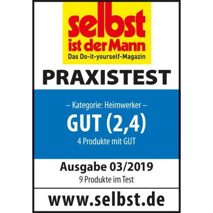 "selbst ist der Mann" pecsét az Einhell TE-CS 165 kézi körfűrészhez: "GUT (2,4)". "selbst ist der Mann" pecsét az Einhell TE-CS 165 kézi körfűrészhez: "GUT (2,4)".