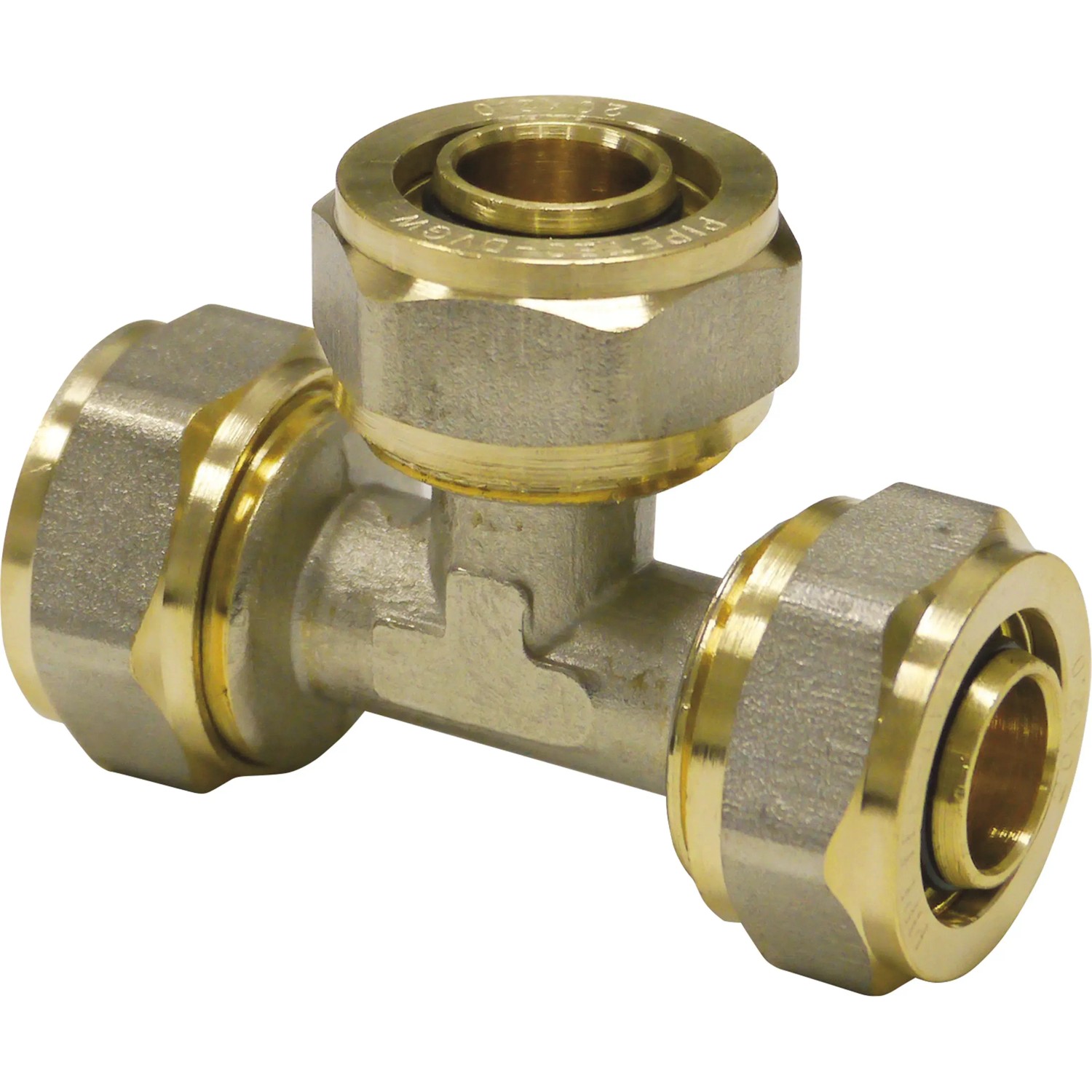 PIPETEC menetes T-idom középső kifolyóval 16 x 2 mm - 20 x 2 mm - 16 x 2 mm PIPETEC menetes T-idom középső kifolyóval 16 x 2 mm - 20 x 2 mm - 16 x 2 mm