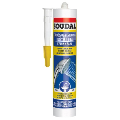 Soudal szaniter szilikon, ideális fürdőszobába és konyhába. Kartus patron. Soudal szaniter szilikon, ideális fürdőszobába és konyhába. Kartus patron.