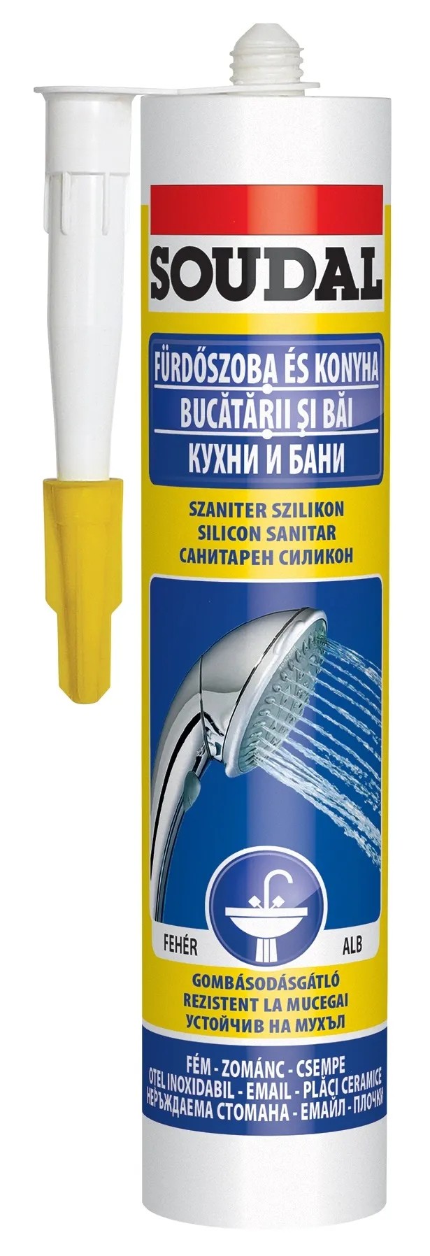 Soudal szaniter szilikon, ideális fürdőszobába és konyhába. Kartus patron. Soudal szaniter szilikon, ideális fürdőszobába és konyhába. Kartus patron.