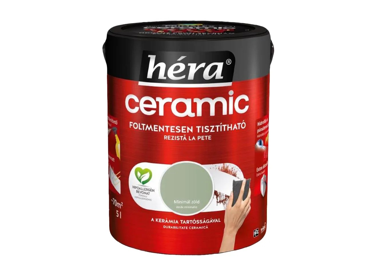 Héra Ceramic beltéri falfesték minimál zöld 5 l Héra Ceramic beltéri falfesték minimál zöld 5 l